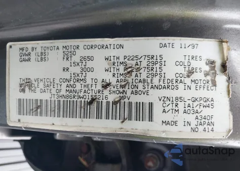 1998 Toyota 4Runner Sr5 V6 z USA, uszkodzony, nr VIN JT3HN86R9W0155216